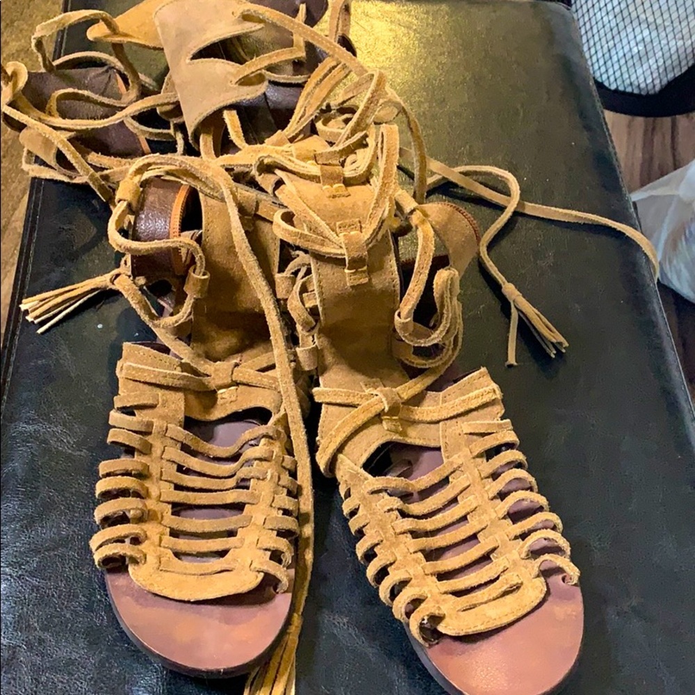Free People Brown Gladiator Sandals.